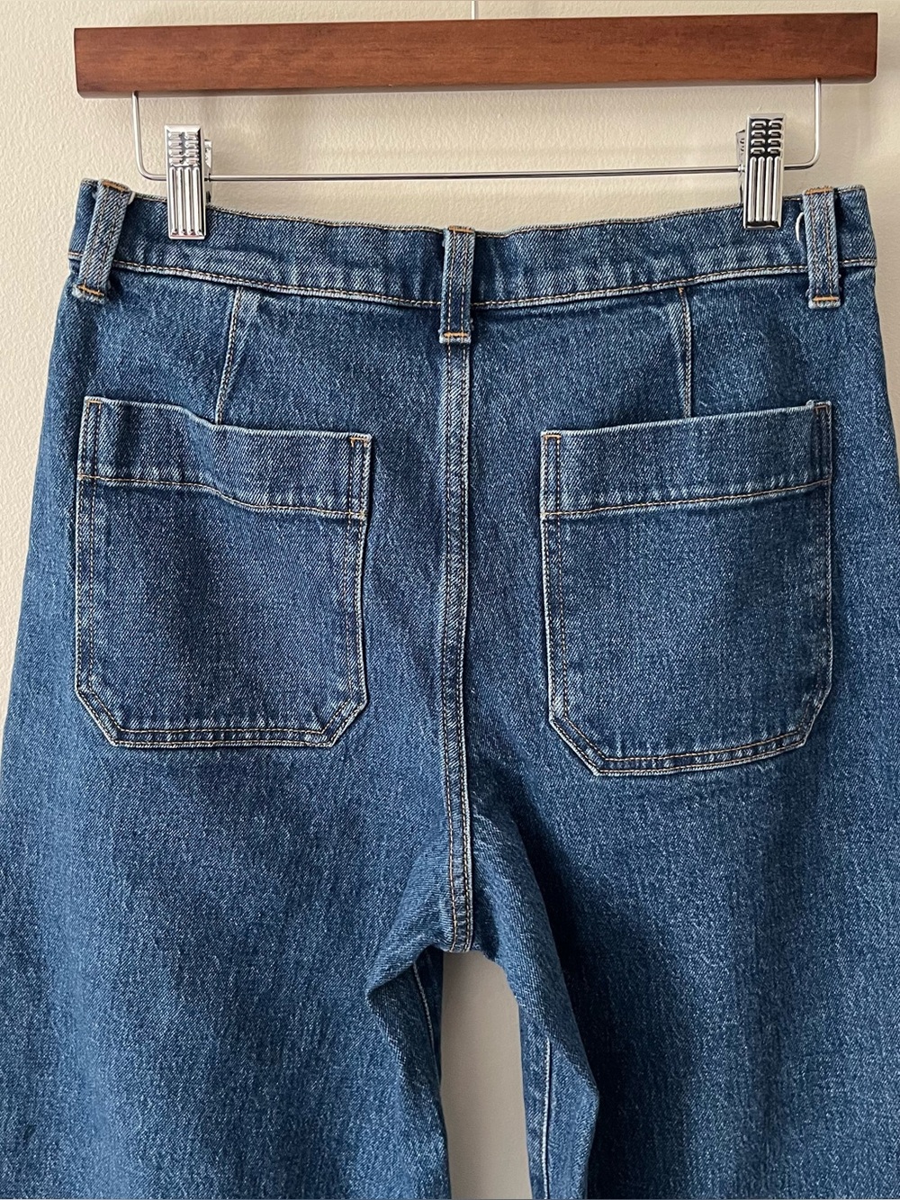 Banana Republic Dark Denim Wide Leg High Rise Patch Pocket Jeans 28 tag 30 x 29 - Picture 6 of 8